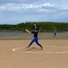 Sophomore Katie Peck on the mound for the Vikings vs. Nighthawks. Photo by Annalisa Peck